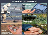 Metal Detector for Adults and Beginners, Gold Detector with Higher Accuracy IP68 Waterproof Coil, 5 T3398P320150