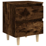 Bed Cabinets with Solid Wood Legs 2 pcs Smoked Oak 40x35x50 cm 813123