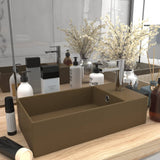 Bathroom Sink with Overflow Ceramic Matt Cream 146996