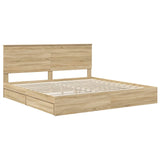 Storage Bed with Drawer Sonoma Oak 200 x 200 cm Engineered Wood 3411175