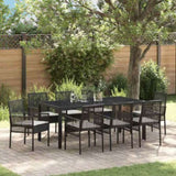 Garden Dining Set 9 pcs Black Poly rattan 3334860