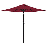 Garden Parasol with LEDs and Steel Pole Bordeaux Red 225x225x212cm 4005070