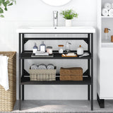 Bathroom Washbasin Frame Black 79x38x83 cm Iron 338489