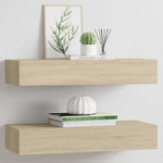 Wall-mounted Drawer Shelves 2 pcs Oak 60x23.5x10cm MDF 330262