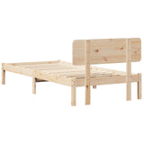 Bed Frame with Headboard Natural 75 x 190 cm Solid Pine Wood 872131