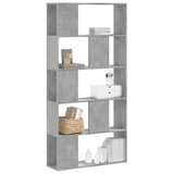 Bookcase 5-Tier Concrete Grey 80,5x23,5x162,5 cm Engineered Wood 852774