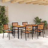 Garden Dining Set 7 pcs Black and Wood Poly Rattan 3365502