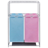 2-Section Laundry Sorter Hampers 2 pcs with a Top Shelf for Drying 3051493