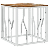 Coffee Table Silver Stainless Steel and Solid Wood Reclaimed 350048