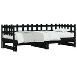 Pull-out Day Bed without Mattress Black 2x cm Solid Wood 840387