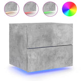 ZNTS Wall-mounted Bedside Cabinet with LED Lights Concrete Gery 836818