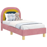 Toddler Bed Frame with Headboard Pink 70 x 140 cm Velvet 42011005