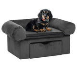 Dog Sofa with Drawer Dark Grey 75x50x38 cm Plush 171079