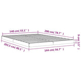 Bed Frame Natural Wood Solid pinewood Double Light Weight 823444