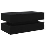 Coffee Table with LED Lights Black Oak 90x50x40 cm 862258