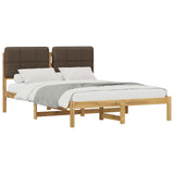 Bed Frame with Upholstered Headboard Whitewash and Taupe 904075