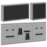 Tool Cabinet Set with Shelf 5 pcs Black Powder-Coated Steel 3321400