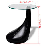Coffee Table High-Gloss Black Fiberglass and Tempered Glass Small 240321