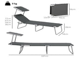 Sun Lounger Set of 2, Foldable, 4-Level Adjustable Backrest, Reclining Chair with Sun Shade, for T3398P325305