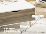 Coffee Table, Modern Tea Table with Open Storage Shelves, Two Drawers and Solid Wood Legs, Coffee T3398P342433
