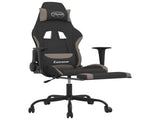 Massage Gaming Chair with Footrest Black and Taupe Fabric 345482