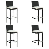 5 Piece Garden Bar Set with Cushions Poly Rattan Black 3095447