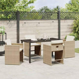 Garden Dining Set 5 pcs Beige Poly Rattan 3380702