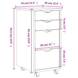 Rolling Cabinet with Drawers MOSS Honey Brown Solid Wood Pine 4015793