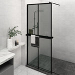 ZNTS Walk-in Shower Wall with Shelf Black 100x195 cm ESG Glass&Aluminium 3185477