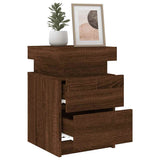 Bedside Cabinet with LED Lights Brown Oak 35x39x55 cm 836761
