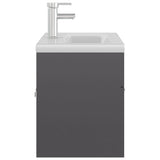 Sink Cabinet with Built-in Basin High Gloss Grey Engineered Wood 3071296