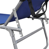 Folding Sun Lounger with Canopy Blue Aluminium 47769
