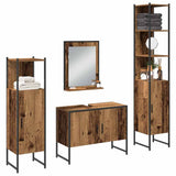 Bathroom Furniture Set with Shelf 4 pcs Brown Engineered wood 3334402