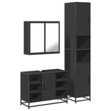 ZNTS 3 Piece Bathroom Furniture Set Black Engineered Wood 3301090