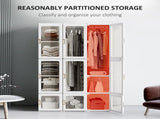 Portable Clothes Wardrobe for Bedroom, Foldable Clothes Organiser with Cube Storage, Hanging Rods, T3398P330515