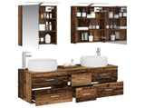 Bathroom Furniture Set 5 pcs Old Wood Engineered Wood and Glass 3407037
