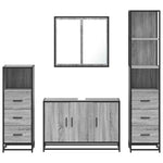 ZNTS 4 Piece Bathroom Furniture Set Grey Sonoma Engineered Wood 3301253