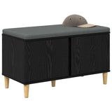 Hall Bench Black Oak 80 x 38 x 46 cm Engineered Wood and Fabric 891529