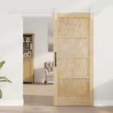Sliding Door Natural and White 86 x 198.5 cm Solid Pine Wood 3445429