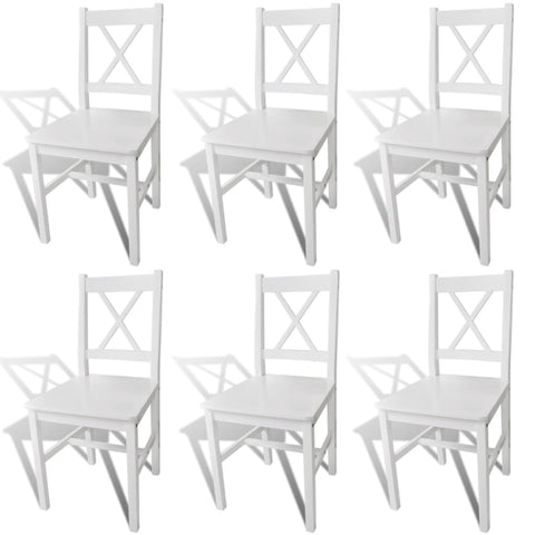 Dining Chairs 6 pcs White Pinewood 271496