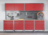 Work Cabinet with Drawer 10 pcs Red Engineered Wood and Steel 3321489