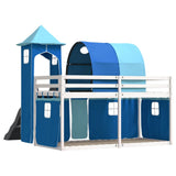 Bunk Bed without Mattress with Slide and Curtains Blue 80x200 cm 3284174