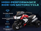 Kids Electric Motorcycle Ride-On Toy, with Three Wheels, Music, Horn, Lights, Red T3398P348258