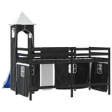 Kids' Loft Bed with Tower without Mattress White&Black 80x200cm 3207069