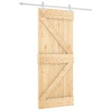 Sliding Door Natural and White 85 x 210 cm Solid Pine Wood 3445096
