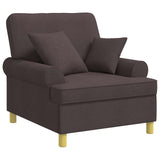 XL Armchair with Cushions Dark Brown Fabric 42043487