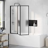 Shower Bath Screen Wall 141 x 132 cm 3 Panels Foldable 140785