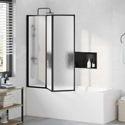 Shower Bath Screen Wall 141 x 132 cm 3 Panels Foldable 140785