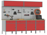 Work Cabinet Set with Drawer with Storage Manual 10 pcs Red 3321487