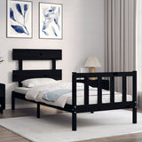 Bed Frame without Mattress Black 100x200 cm Solid Wood Pine 3193265